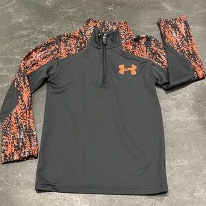 Little kid’s size 5 Under Armour Black and Orange Quarter-Zip Top